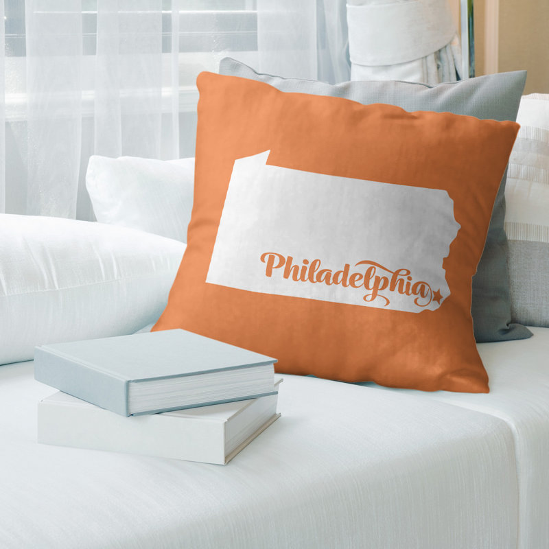 Housse de coussin carré en lin, Philadelphie, 26 po x 26 po, Orange