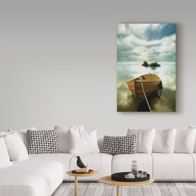« the old bateau », reproduction de peinture à l’acrylique sur toile tendue, H 19 po x l 12 po x P 2 po