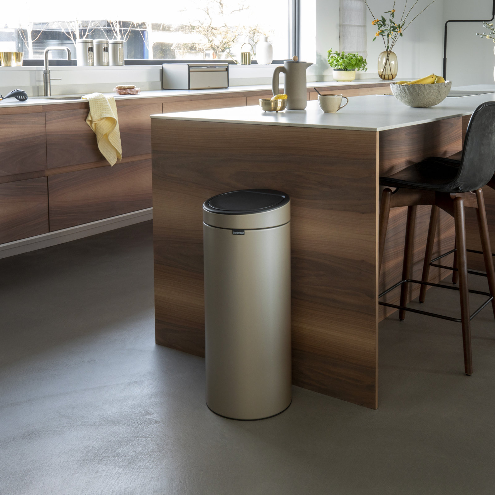 Brabantia 8gal Touch Top Trash Can, Metallic Gold
