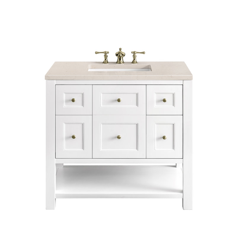 Breckenridge 36'' W Single Vanity, Bright White, Charcoal Soapstone, 8" Widespread