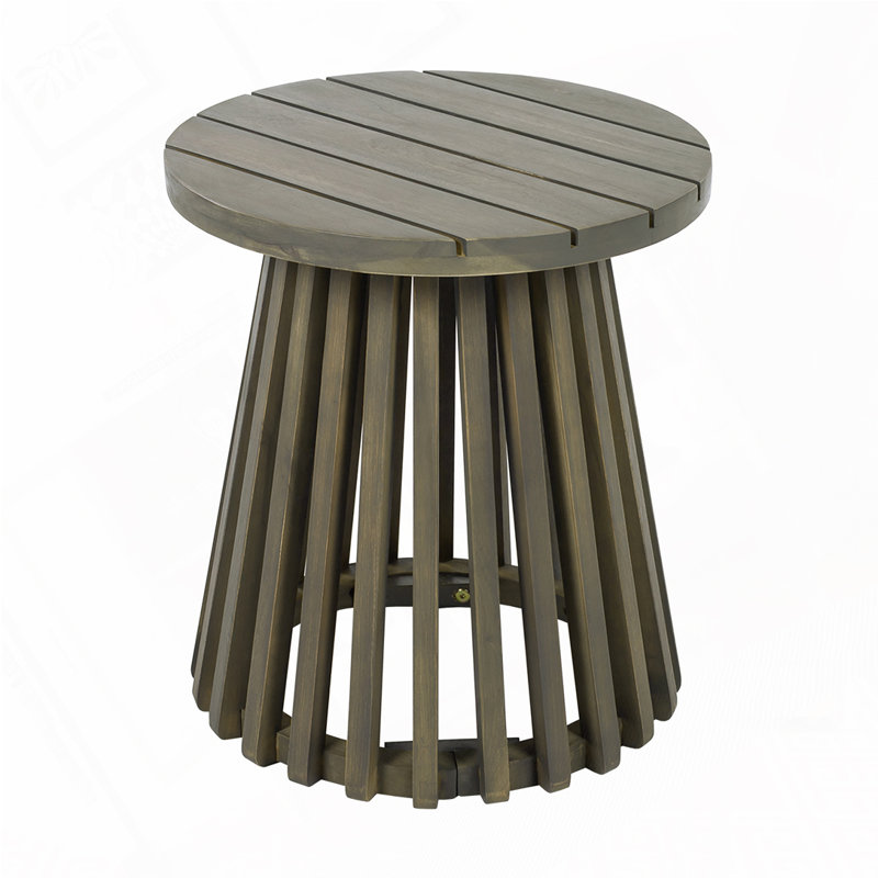 Outdoor Acacia Wood Patio Side Table, Gray