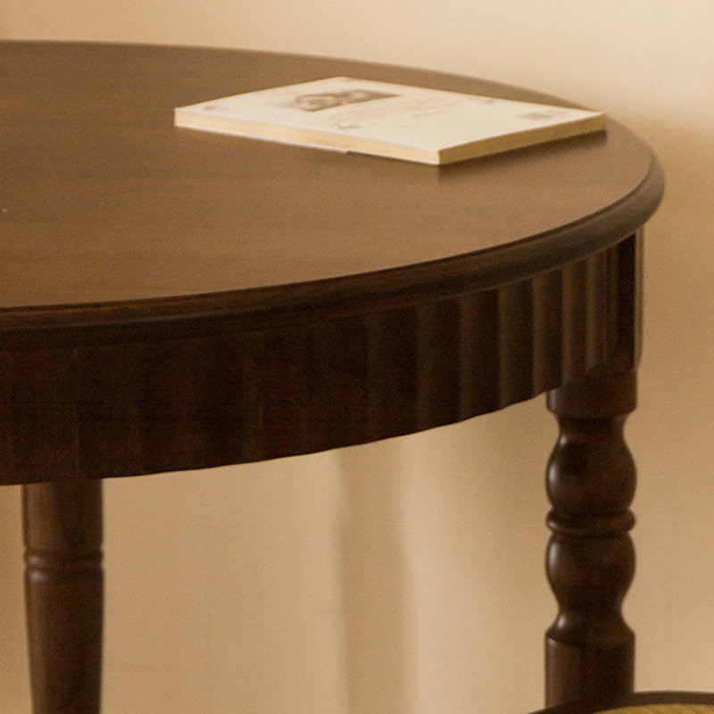 Brown Round Solid Wood Dining table, 29.53”H x 35.43”L x 35.43”W