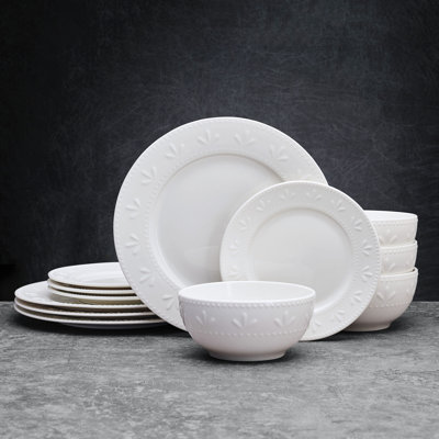 Pfaltzgraff Maddy 12-piece Porcelain Dinnerware Set, Service For 4 In White