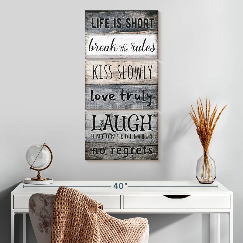 Life Is Short, typographie, H 32 po x l 15 po