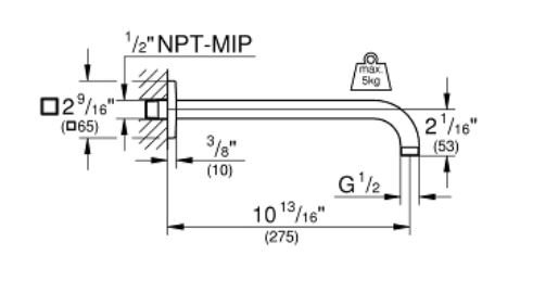 Rainshower™ Shower Arm with Square Flange