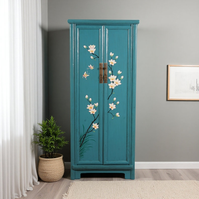 Modern Painted Solid Wood Wardrobe, Blue