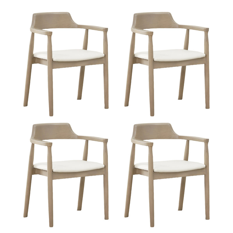 Chaise de salle à manger en bois massif, Crème, crème, Gris