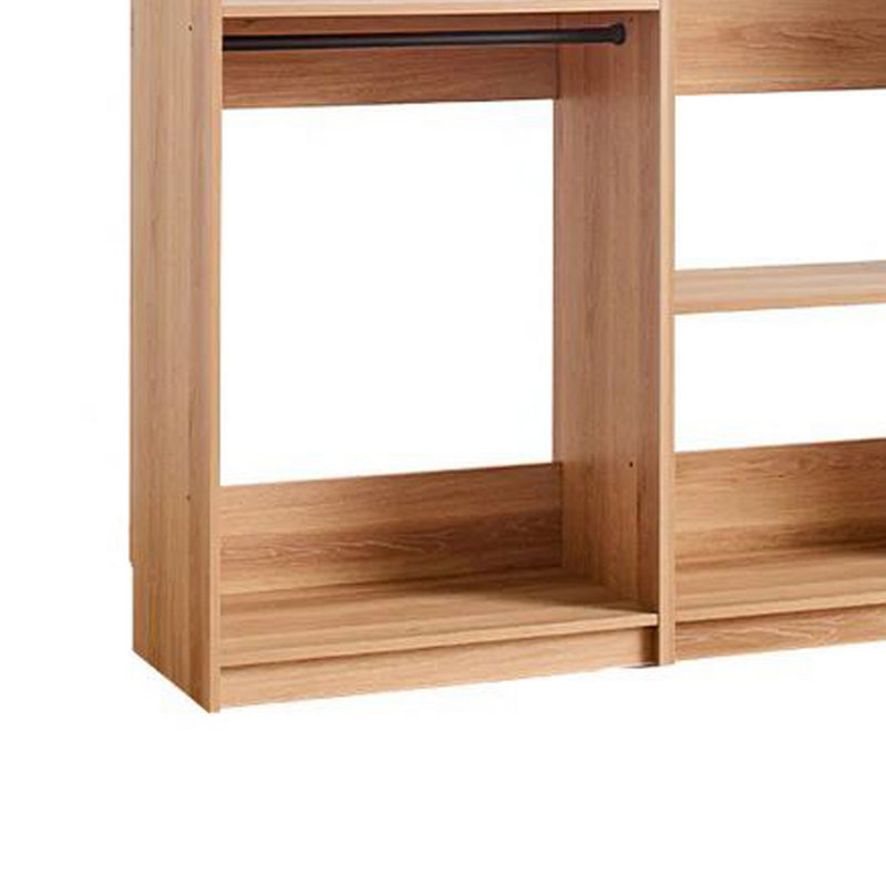 Dee Modular Closet System, 4 Clothing Racks, 2 Drawers, Wood, Oak Brown