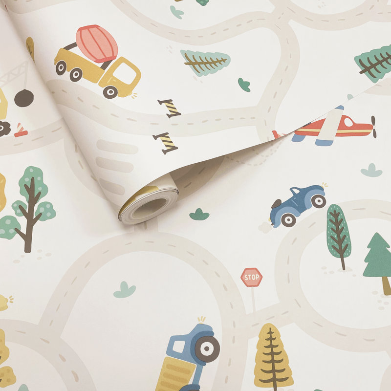 10.05m x 53cm Matte Wallpaper Roll, Cream Blue