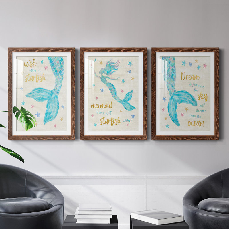 «Mermaid Dream», ensemble de 3 cadres photo, Érable, H 20 po x l 51 po x P 1,5 po