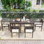 Ensemble de salle à manger d'extérieur en bois d'acacia 7 pièces avec coussins, 6 chaises modernes et 1 grande table U_Style-1184515367