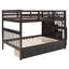 Lit superposé en escalier avec tiroir, garde-corps et garde-corps pour chambre à coucher, espresso-226408256