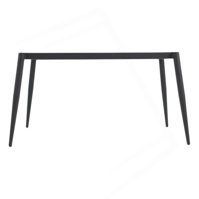 Table de salle à manger moderne en pierre artificielle à rebords droits en métal noir pouvant accueillir 6 personnes (table de salle à manger seulement)