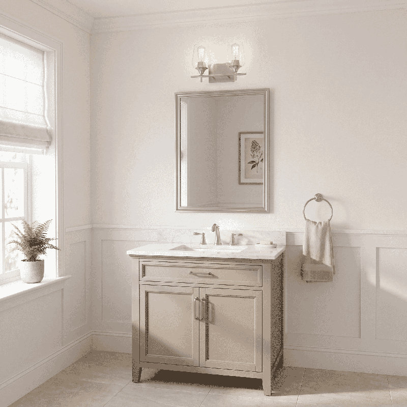 Breena Dimmable Vanity Light in Satin Nickel, Satin Nickel, Clear