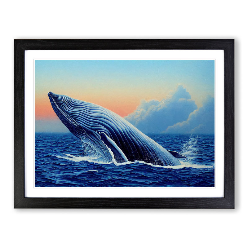 Whale Art Painting - Framed Print, Black Framed, 25cm H x 34cm W x 2cm D