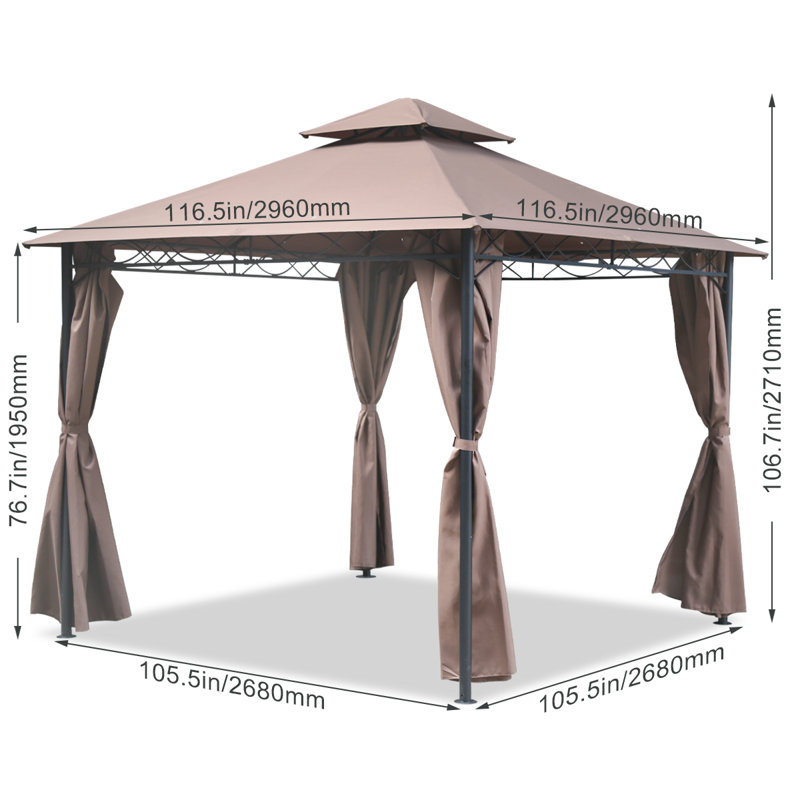 Large Garden 9' 9.4'' W X 9' 9.4'' D X 9' H Steel Patio Gazebo