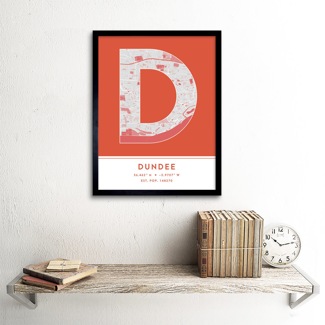 Dundee City Map Dundee Scotland United Kingdom City Map - Single Picture Frame Typography