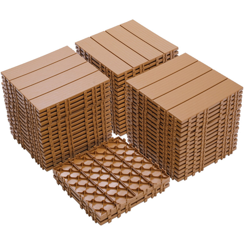 Plastic Interlocking Deck Tiles, Burly Wood
