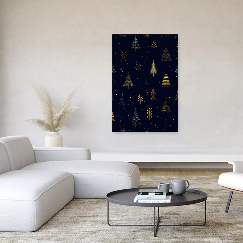 Golden Trees, arbre de Noël moderne abstrait, impression d'art mural forêt naturelle, 60" H x 40" W
