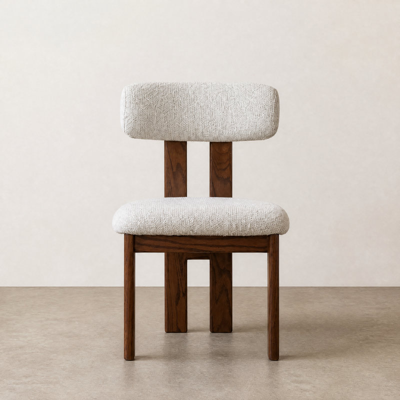 Chaises de salle à manger rembourrées en chêne massif, Light Beige Chenille