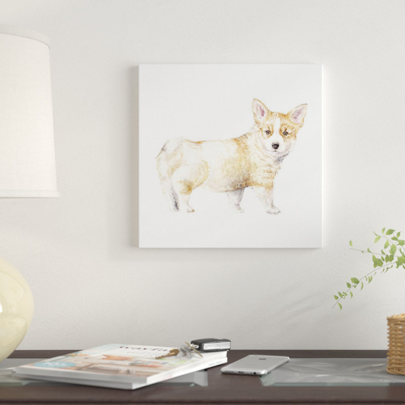 « corgi chiot », reproduction sur toile, H 26 po x l 26 po x P 1,5 po, Toile tendue, Pas de tapis