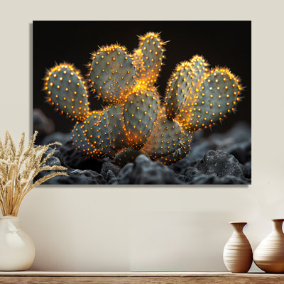 Cactus jaune, jaune, noir, coucher de soleil