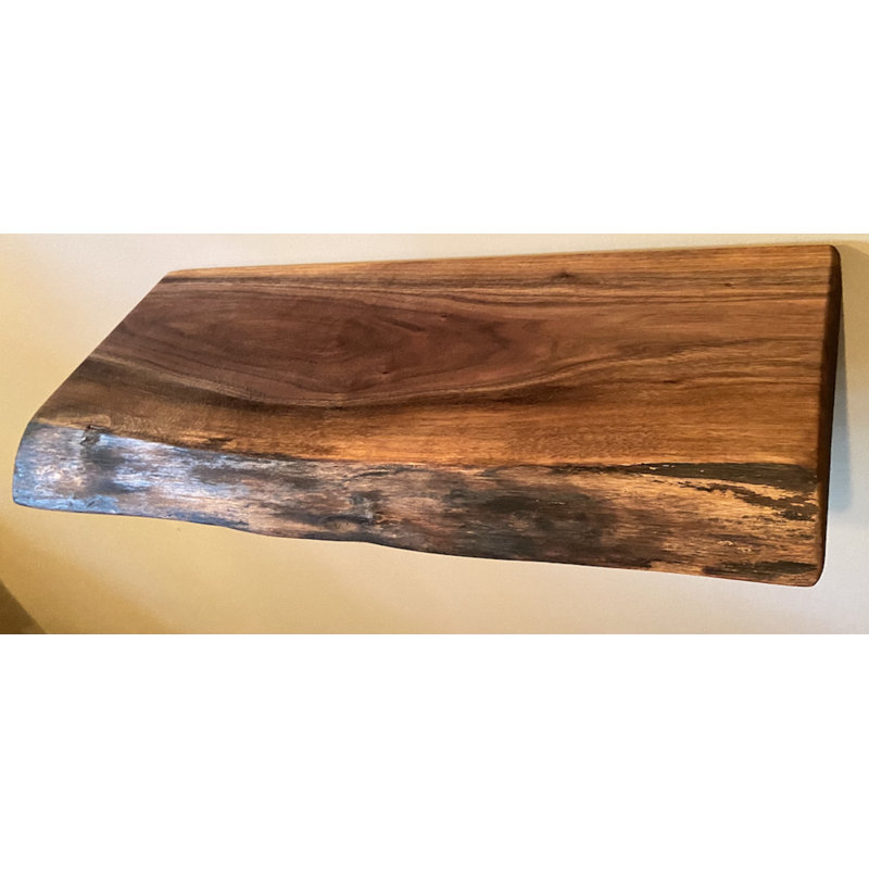 Walnut Floating Shelf with Live Edge, 2" H x 24" W x 12" D
