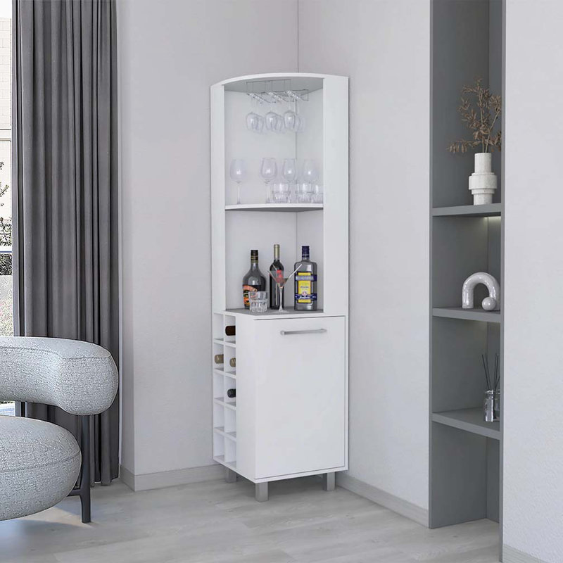 Bar d'angle avec porte-verres et porte-bouteilles, Wengé