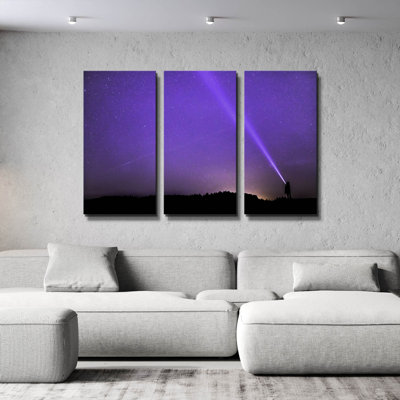 « Étoiles lavande », triptyque mural 60" x 40" d'après des photos spatiales de la NASA