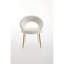 061-Ensemble de 1 chaises de salle à manger en tissu Teddy avec dossier incurvé et pieds en métal doré pour la cuisine ou la salle à manger, blanc