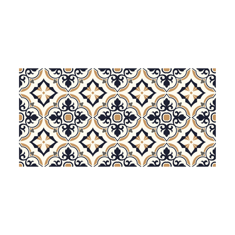 Oikos European Vintage Floral Pattern Tiles Floor Stickers 120 x 60 cm PVC