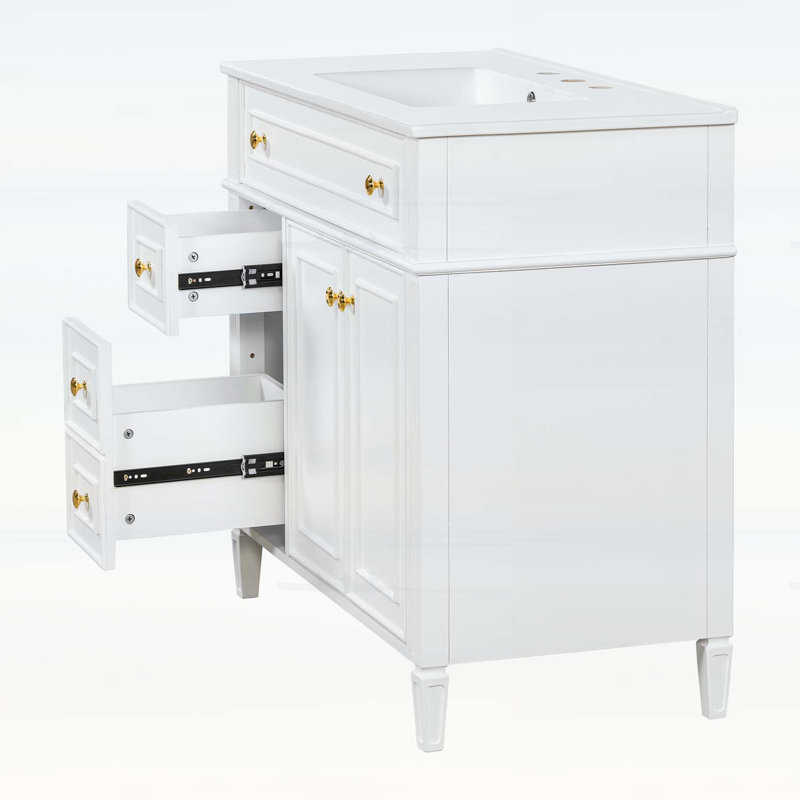 Meuble-lavabo en bois avec lavabo, Blanc