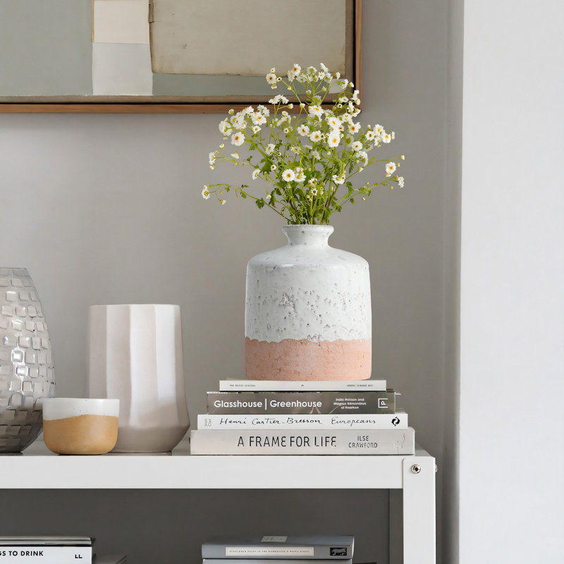 Vase en terre cuite fait à la main à deux tons H 7,1 "pour la maison