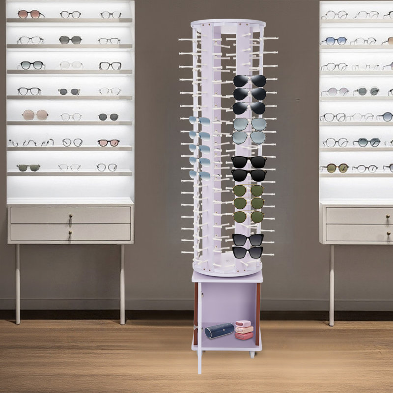 Rotating Glasses Storage Display Stand for 108 Pairs of Eyeglasses, Modern Sunglasses Storage Organizer, Commercial Eyewear Hanging Rack