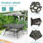 9-Piece Outdoor Patio Dining Set, All Weather Cast Aluminum Patio Funiture Table And Chairs Set- Large 64" Square Table And 8 Cushioned Swivel Rocker Chairs, 2.2" Umbrella Hole-1786901295