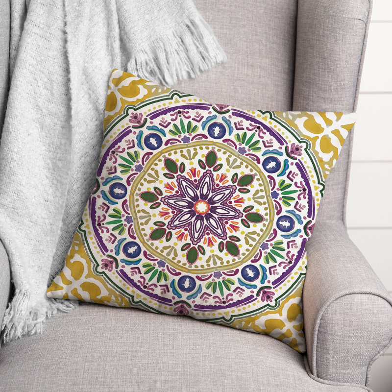 Housse et insert de coussin extérieur d'extérieur, Jaune, Floral 6