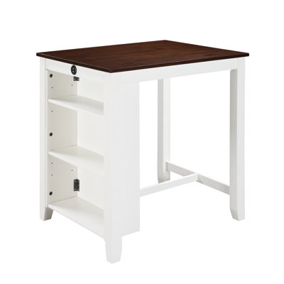 Table de salle à manger à hauteur de comptoir avec tablettes de rangement blanches de 36 po, blanc