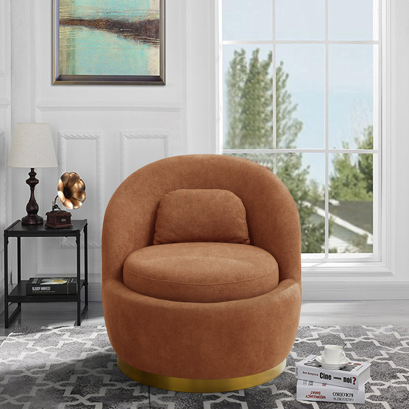 Fauteuil demi-tonneau Hommer, 100 % polyester caramel
