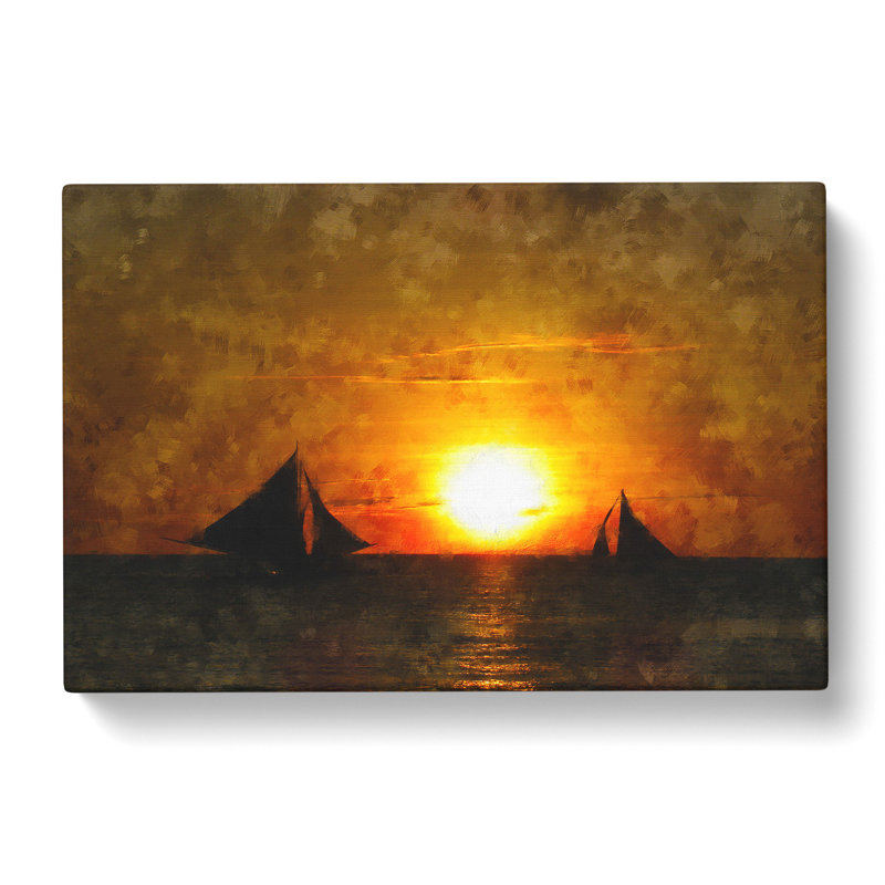 Sailing Boats At Sunset - Wrapped Canvas, 50cm H x 76cm W x 3cm D
