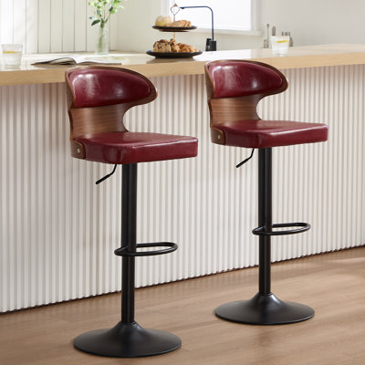 Tabouret de bar pivotant en cuir synthétique à hauteur ajustable