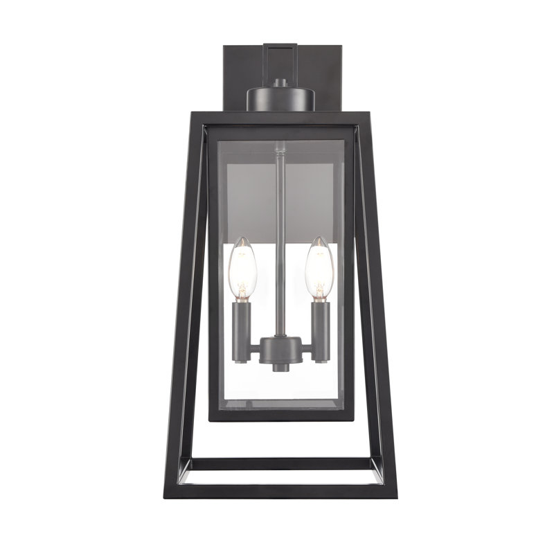 Applique murale d'extérieur 2 lumières Oakman 21,25 po de hauteur - noir thermolaqué