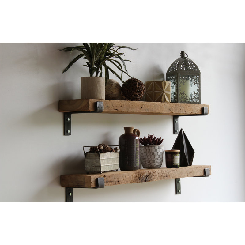 Tablette décorative en bois massif 2 pièces Brennon, Naturel (sans teinture), H 2 po x l 36 po x P 7 po