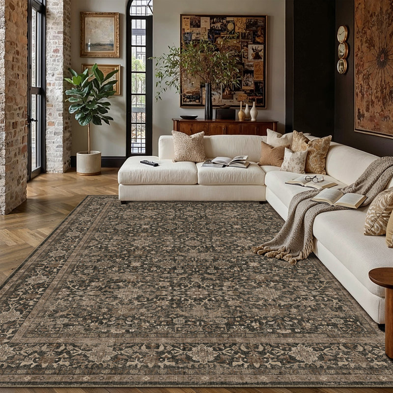 Isla Vintage Oriental Machine Washable Area Rugs With Non-Slip Backing, Rectangle 9' x 12', 0.28"