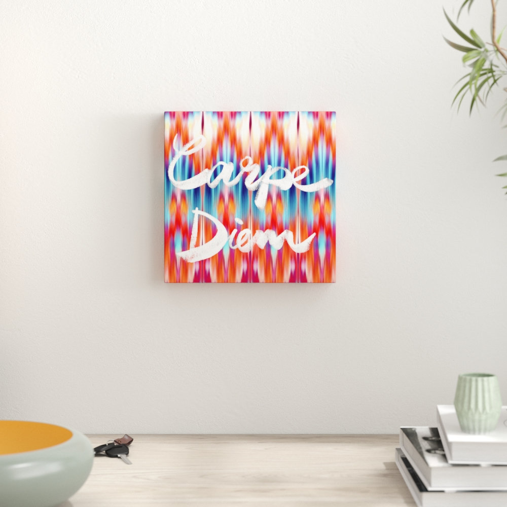 'Carpe Diem Ikat' Typography on Wrapped Canvas