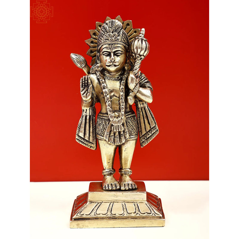 Figurine Bénédiction Hanuman debout sur piédestal