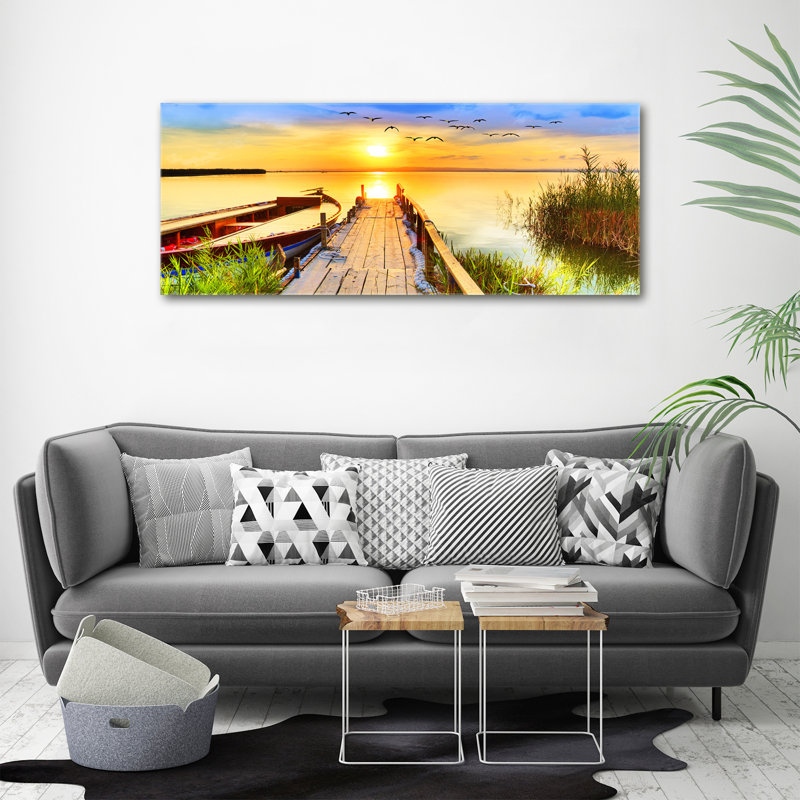 Boat And Pier - No Frame Print on Canvas