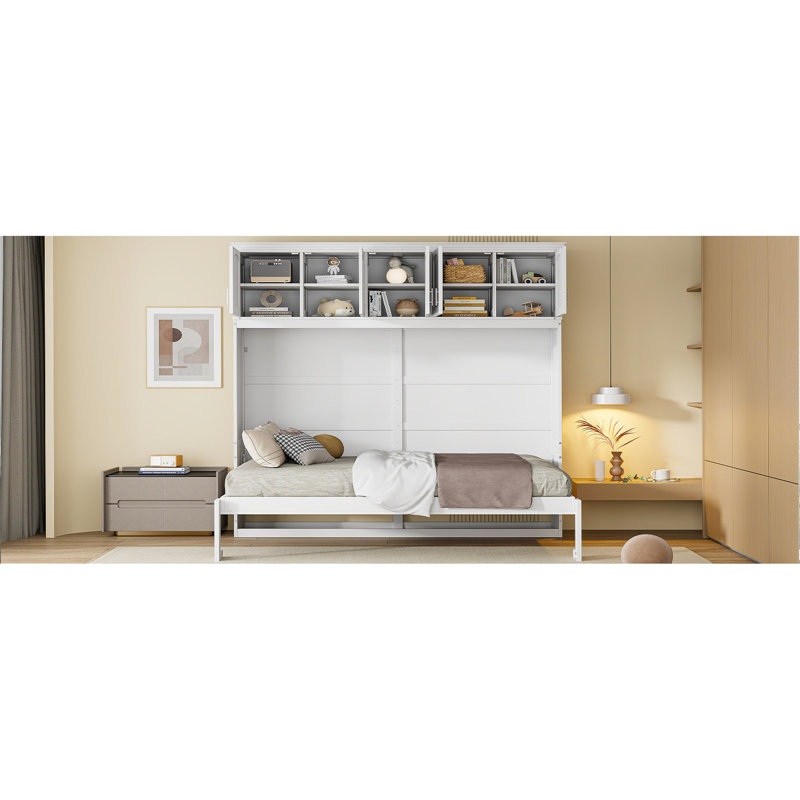 Lit pliant blanc à faible encombrement - pour une utilisation quotidienne dans les maisons mur pleine grandeur avec armoires supérieures, chambre d'amis, bureau à domicile, salle de sport
