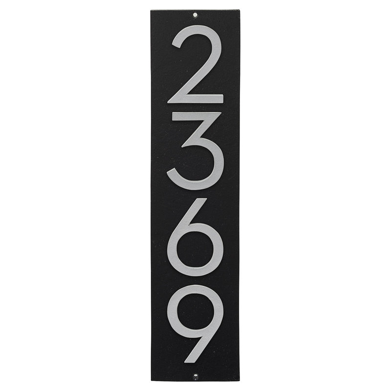 Floating Modern 6" Number Vertical Address Plaque (4 Characters), Black/Silver, Yes