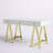 Pangea Home Griley Modern Seesaw Writing Desk with Gold Base – In White High Gloss Finish-621247404
