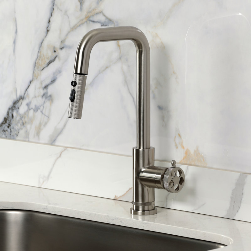 Kingston Brass Wendell Single-Handle Pull-Down Kitchen Faucet, Brushed Nickel